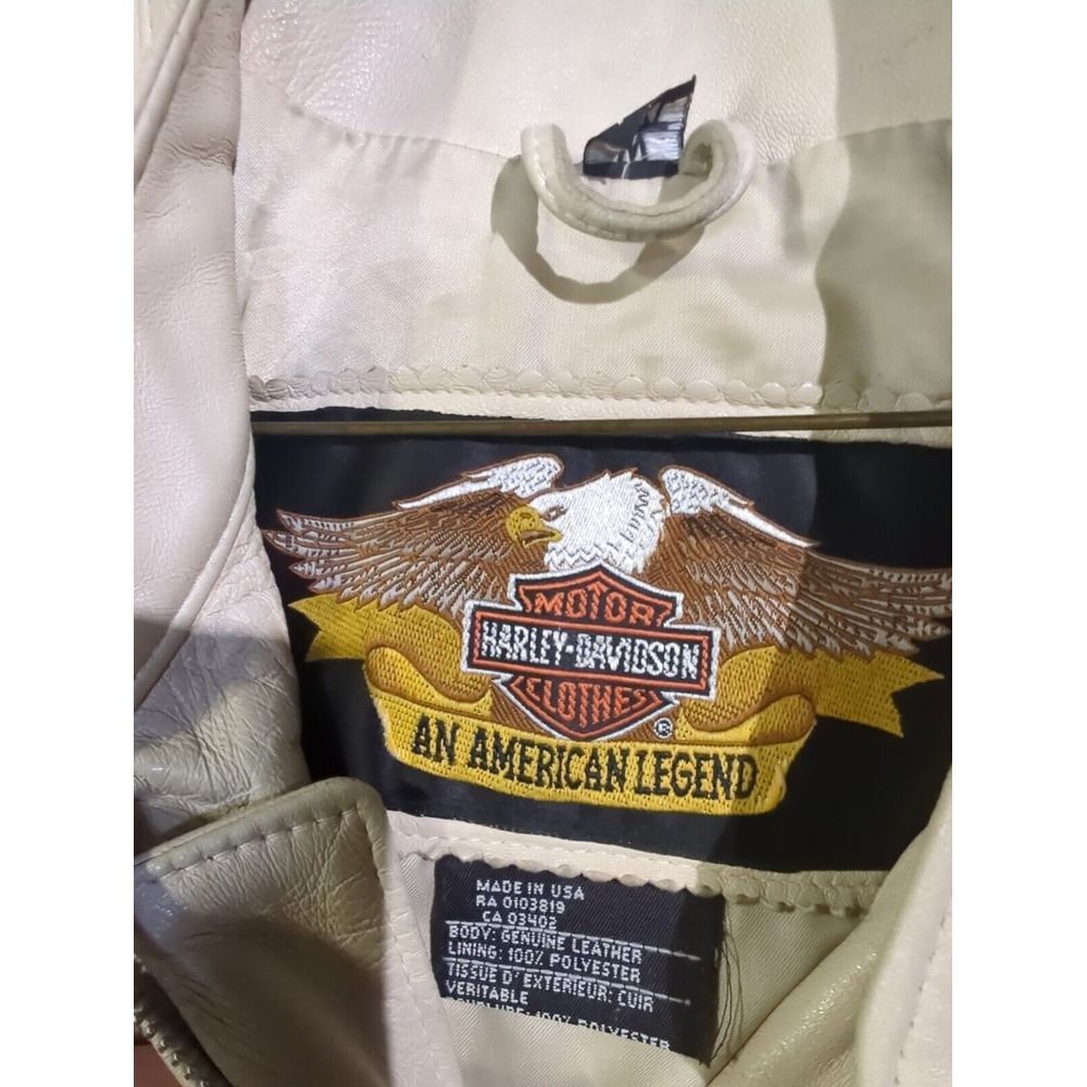 VTG Harley Davidson Womens White Ivory Leather Jacket USA Made Embroidery Sz XXL - Picture 6 of 12